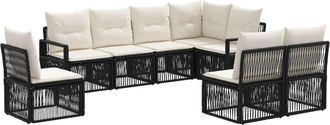vidaXL Conjunto De Sof&aacute;s De Jard&iacute;n 8 Uds. Negro Rat&aacute;n Sint&eacute;tico Vidaxl