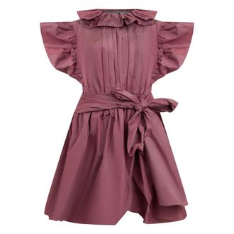 Alberta Ferretti Kleedjes, Dames, Paars, S, Polyester, Elegant Jurk met Pofmouwen