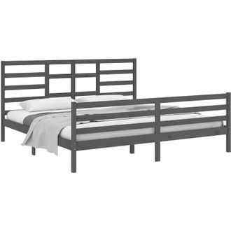 vidaXL Bed Frame without Mattress Grey Solid Wood 200x200 cm Vidaxl