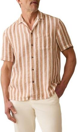 Faherty Palma Stripe Linen Camp Shirt in Sienna Valley Stripe at Nordstrom Rack, Size Xx-Large