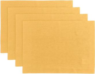 Solino Home Linen Placemats Set of 4, 14 x 19 Inch for Dining Table, Holiday and Everyday Table Decor - Fete in Mustard Yellow at Nordstrom, Size