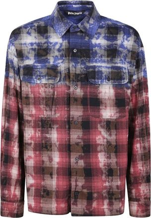 Palm Angels B Curved Logo Check Long Sleeves Shirt - Heren - Casual Overhemden - Veelkleurig - M - Overhemden