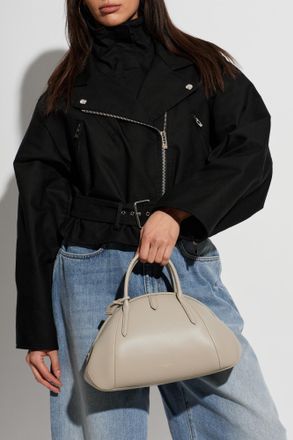 Alaia Leather Handbag With Logo, Womens, Grey