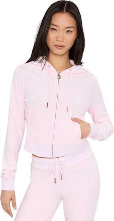 Juicy Couture Luxe Velour Juicy Hoodie With Gold Back Bling Womens Sweatshirt Soft Glow : LG (US 10-12), Polyester/Spandex/Velour