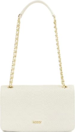 Kazar Tassen, Dames, Wit, ONE Size, Leer, Witte leren handtas met reliëfpatroon klep