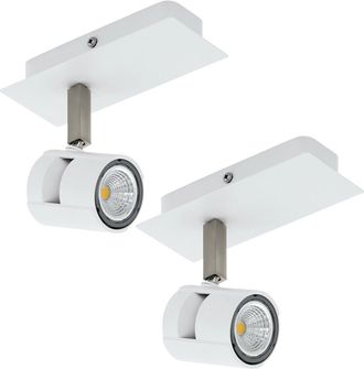Loops 2 PACK Wall Light Colour White Satin Nickel Shades & Back Plate GU10 1x5W Incl