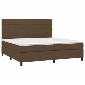 vidaXL Vidaxl - Cama Box Spring Colch&oacute;n Luces Led Tela Marr&oacute;n Oscuro 200x200 Cm