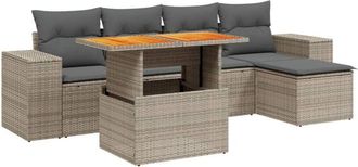 vidaXL Vidaxl - Set De Muebles De Jard&iacute;n 6 Pzas Y Cojines Rat&aacute;n Sint&eacute;tico Gris