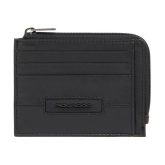 Piquadro Accessoires, Heren, Zwart, ONE Size, Leer, 6-Kaarten Lederen Kaarthouder met Muntvakje