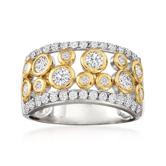 Ross-Simons CZ Open-Space Bubble Ring in 2-Tone Sterling Silver