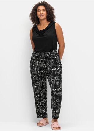 Sheego Jerseyhose SHEEGO, Damen, Gr. 40, Normalgr&ouml;ssen, schwarz (schwarz, gemustert), 95% Viskose, 5% Elasthan, bedruckt, gebl&uuml;mt, gemustert, mehrfarbig, Hos