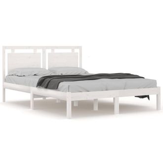 Berkfield Home Bed Frame White Solid Wood 120x200 cm | Size: Small Double