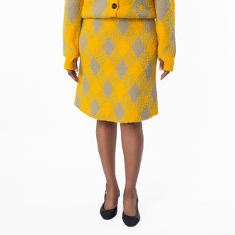 Burberry Argyle Knee Length Wool Skirt, Size X-Small