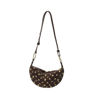 Generic Womens Faux Suede Shoulder Bag with Rivets Dumpling Design, Crossbody Bag for Shopping, Work, Travel and Leisure