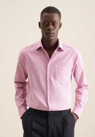 Seidensticker Businesshemd SEIDENSTICKER Regular, Herren, Gr. 3XL (48), normale &Auml;rmell&auml;ngen, lila (berry), 100% Baumwolle, Strukturmuster, regular fit, 2-Knopf-Mans