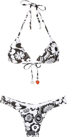 Amir Slama floral-print bikini set - women - Polyamide/Elastane - PP - Black