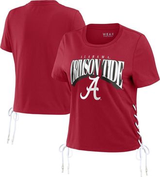WEAR by Erin Andrews Womens WEAR by Erin Andrews Crimson Alabama Crimson Tide Side Lace-Up Modest Crop T-Shirt at Nordstrom, Size Medium