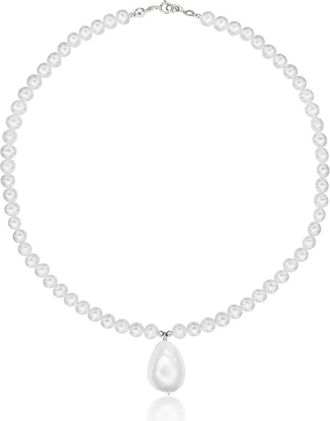 Lily & Roo Silver Pearl with Baroque Drop Necklace