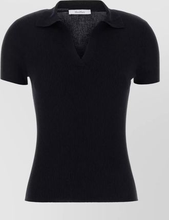 Max Mara virgin wool ribbed slim-fit polo top