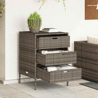 vidaXL Armario De Almacenaje De Jard&iacute;n Rat&aacute;n Pe Gris 55x59x80 Cm Vidaxl
