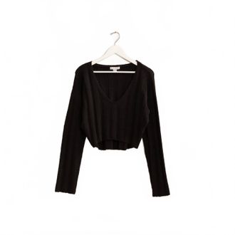 HYFVE Womens Cropped Ribbed Sweater In Black