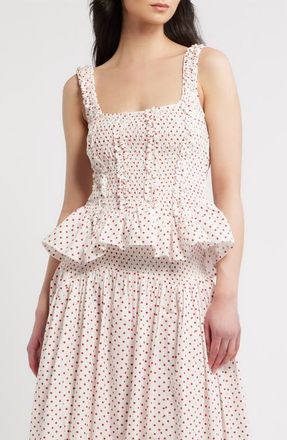 Damson Madder Raphi Smocked Peplum Cami in White at Nordstrom, Size 14
