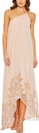 Mac Duggal Flowy One Shoulder Asymmetrical Beaded Gown