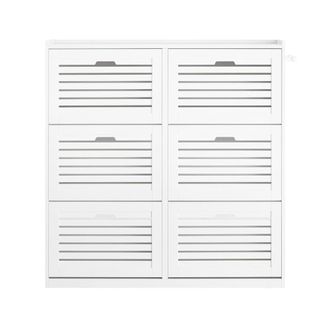 SoBuy Zapatero con 6 solapas y 2 ganchos de entrada madera blanco