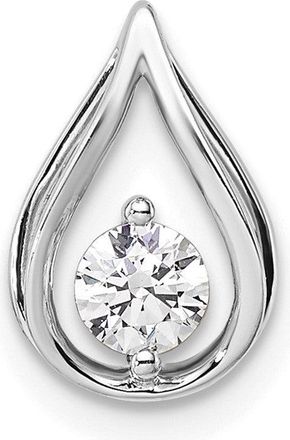 Diamond2Deal 14k White Gold 1/4 Ct Lab Grown Diamond Teardrop Chain Slide Pendant