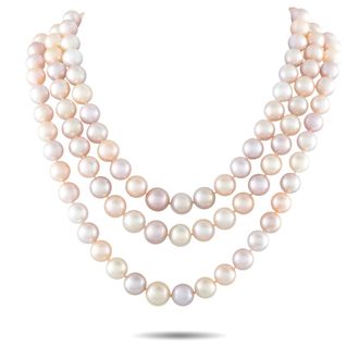Mikimoto 18K Yellow Gold 0.25ct Diamond and Pink Pearl Necklace MK12-081926