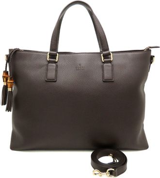Gucci Brown Leather Tote Bag (Pre-Owned)