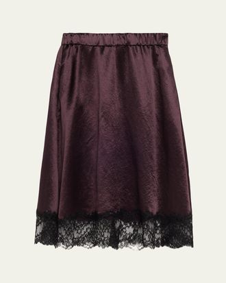 Maria McManus Lace-Trim Satin Midi Skirt