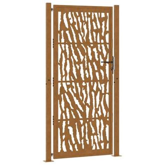 Berkfield Home Garden Gate 105x205 cm Weathering Steel Trace Design in Brown