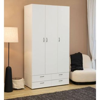 Dmora Dmora - Armario 3 Puertas Randazzo, Muebles De Dormitorio, Vestidor, Armario De Ropa, 111x52 H214 Cm, Blanco