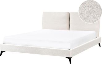 Beliani Cama Con Somier 160 X 200 Cm Moderna Tapizada Boucl&eacute; Base Listones Blanco Crema Melle