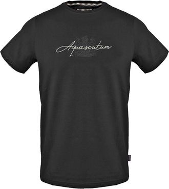 Aquascutum Heren Script Crew Neck Regular T-shirt (Zwart)