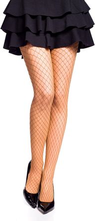 Romartex Large Mesh Fishnet Tights, XL, beige