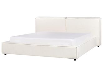 Beliani Cama matrimonial de tejido blanco 180x200
