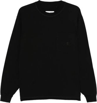 Maison Margiela T-shirt a maniche lunghe con taschino - Nero