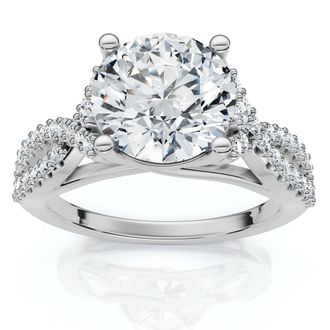 Pompeii3 Certified 2 1/2ct Diamond Crossover Engagement Ring 14K Gold of Pt Lab Grown