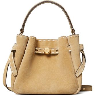 Tory Burch Mini Romy Suede Bucket Bag in Butter at Nordstrom