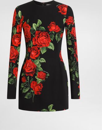 Dolce & Gabbana Rose-print Charmeuse Dress - Woman Dresses Multicolor 36