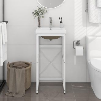vidaXL Estructura De Ba&ntilde;o Con Lavabo Incorporado Hierro Blanco Vidaxl