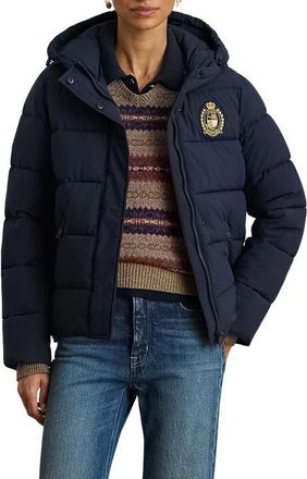 Lauren Ralph Lauren Crested Puffer Coat in Dark Navy at Nordstrom, Size X-Large