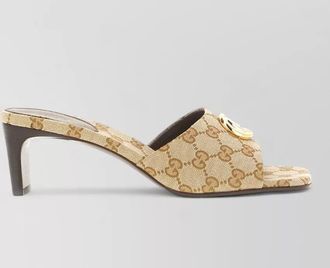 Gucci gg canvas mid heel mules