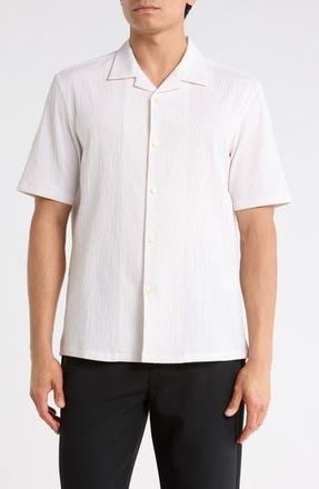 Theory Daze Stretch Cotton Camp Shirt in Sand/white at Nordstrom Rack, Size Xx-Large