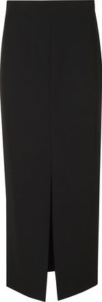 Federica Tosi Black Deep Front Slit Polyester Long Evening Dress