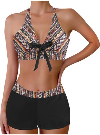 Generic Womens Bikini Sets Sexy Swimwear Two Piece Swimsuit High Waisted Bottom Tankinis Boyshorts Ladies Bathing Suit Strappy Bikini Top Tummy Control Swimmi