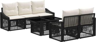 vidaXL Conjunto De Sof&aacute;s De Jard&iacute;n 6 Uds. Negro Y Blanco Crema Vidaxl