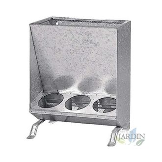 No Brand No Brand - Tronco Zincato Per Maiali E Suinetti, Distributore Di Cibo Con 3 Fori, 15 Kg, 44 X 21 X 53 Cm